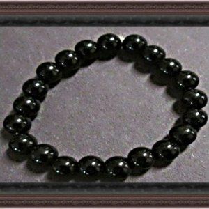 Black Beaded Stretchable Elastic Bracelet Biker Chic Punk Rock Gothic Style